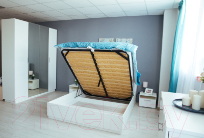 Полуторная кровать Rinner Тиффани М40 с ПМ и каретной стяжкой 120x200 (белый текстурный)