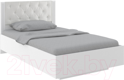 Полуторная кровать Rinner Тиффани М40 с ПМ и каретной стяжкой 140x200 (белый текстурный)