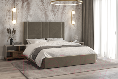 Двуспальная кровать Bravo Мебель Клео с ПМ 160x200 (светло-серый)