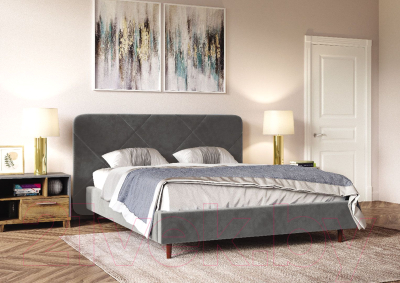 Двуспальная кровать Bravo Мебель Лима с металлокаркасом 160x200 (холодный серый)