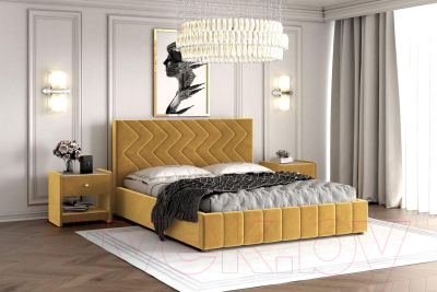Полуторная кровать Bravo Мебель Нельсон Зигзаг с металлокаркасом 120x200 (горчица)