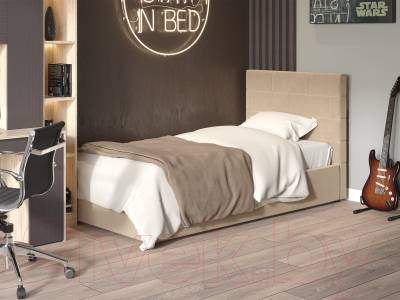Односпальная кровать Bravo Мебель Тайм с металлокаркасом 90x200 (латте)