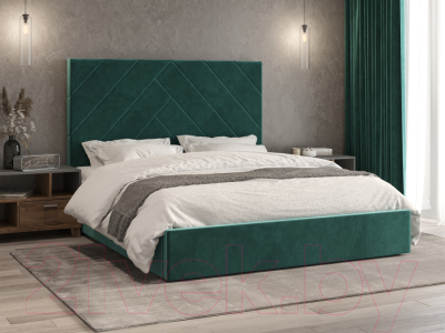 Двуспальная кровать Bravo Мебель Такома с металлокаркасом 160x200 (темно-бирюзовый)