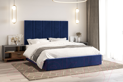 Двуспальная кровать Bravo Мебель Харви с ПМ 160x200 (глубокий синий)