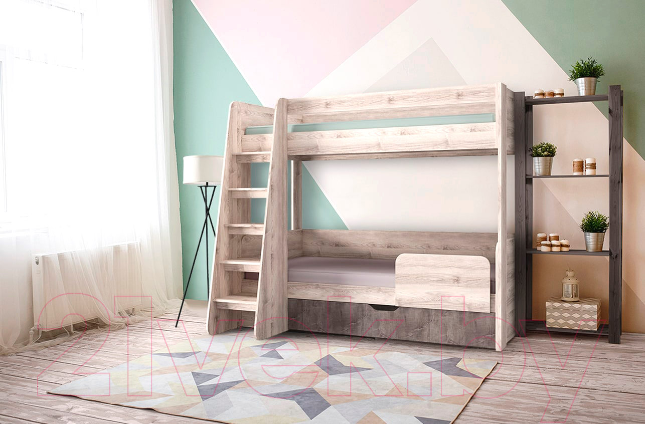Двухъярусная кровать Anrex Jazz 90x200 (каштан найроби/оникс) — фото 3