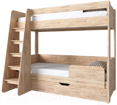 Двухъярусная кровать детская Anrex Oskar 90x200 (дуб санремо)