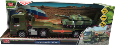 Автовоз игрушечный Технопарк Тягач с танком / 1915752-R