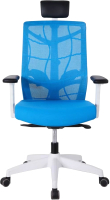 Кресло офисное Chair Meister Nature II Slider 3D с подлокотниками (каркас белый/ткань голубая) - 