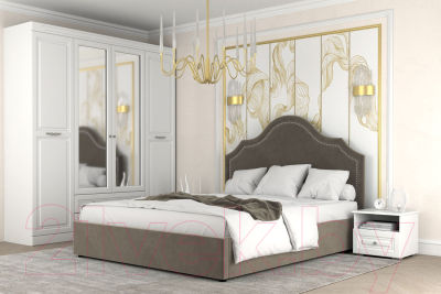 Двуспальная кровать Bravo Мебель Оливия с металлокаркасом 160x200 (светло-серый)