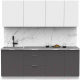 Кухонный гарнитур Интермебель Микс Топ-6 2.1м (белый премиум/графит серый/мрамор лацио белый) - 