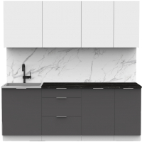 Кухонный гарнитур Интермебель Микс Топ-6 2.1м (белый премиум/графит серый/тунис) - 