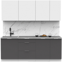 Кухонный гарнитур Интермебель Микс Топ-6 2.1м (белый премиум/графит серый/венато) - 