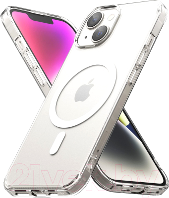 Чехол-накладка Ringke Fusion Magnetic Magsafe для iPhone 14 (матовый, прозрачный)