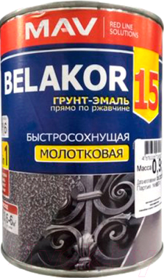 Грунт-эмаль MAV Belakor 15 молотковая (1л, серый)
