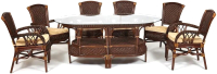 Комплект садовой мебели Tetchair Andrea Grand (античный орех/ткань рубчик/кремовый) - 