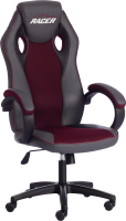 Кресло геймерское Tetchair Racer кожзам/ткань (металлик/бордовый) - 