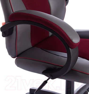 Кресло геймерское Tetchair Racer кожзам/ткань (металлик/бордовый)