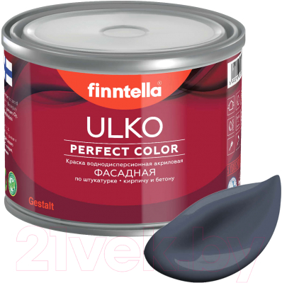 Краска Finntella Ulko Monsuuni / F-05-1-1-FL045 (0.9л, холодно-серый)