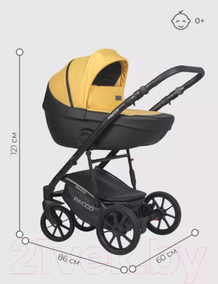 Детская универсальная коляска Riko Basic Pacco 3 в 1 (08, желтый/черный)