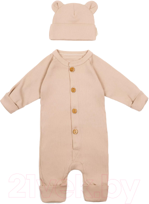 Комплект одежды для малышей Amarobaby Fashion / AB-OD21-FS5001/03-68 (бежевый, р.68)