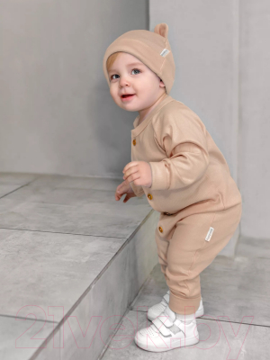 Комплект одежды для малышей Amarobaby Fashion / AB-OD21-FS5001/03-68 (бежевый, р.68)