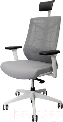 Кресло офисное Chair Meister Nature II Slider 3D с подлокотниками (каркас белый/ткань серая)