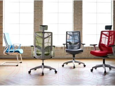 Кресло офисное Chair Meister Nature II Slider 3D с подлокотниками (каркас белый/ткань зеленая)