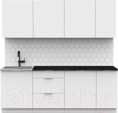 Готовая кухня Интермебель Микс Топ-7 2.2м (белый премиум/сесамо)