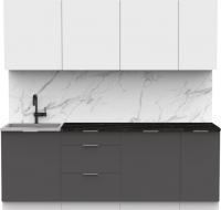Кухонный гарнитур Интермебель Микс Топ-7 2.2м (белый премиум/графит серый/тунис) - 