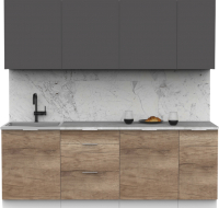 Кухонный гарнитур Интермебель Микс Топ-7 2.2м (графит серый/дуб каньон/лунный камень) - 