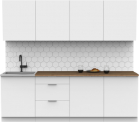 Кухонный гарнитур Интермебель Микс Топ-8 2.4м (белый премиум/дуб фигурный светлый) - 