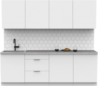 Готовая кухня Интермебель Микс Топ-8 2.4м (белый премиум/мрамор лацио белый) - 