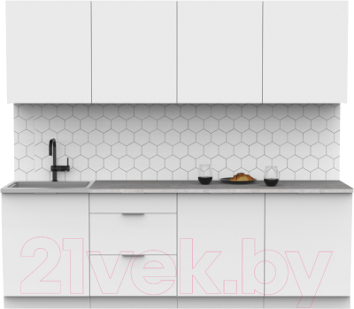 Готовая кухня Интермебель Микс Топ-8 2.4м (белый премиум/мрамор лацио белый)