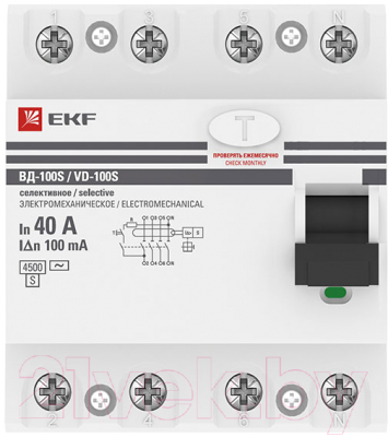 Устройство защитного отключения EKF PROxima elcb-4-40-100S-em-pro