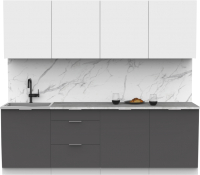 Кухонный гарнитур Интермебель Микс Топ-8 2.4м (белый премиум/графит серый/мрамор лацио белый) - 