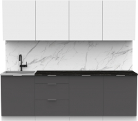 Кухонный гарнитур Интермебель Микс Топ-8 2.4м (белый премиум/графит серый/тунис) - 