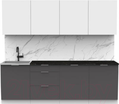 Готовая кухня Интермебель Микс Топ-8 2.4м (белый премиум/графит серый/тунис)