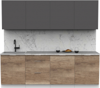 Кухонный гарнитур Интермебель Микс Топ-8 2.4м (графит серый/дуб каньон/мрамор лацио белый) - 