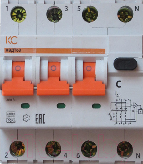 Дифференциальный автомат КС АВДТ-63 3р+N С 32А/300мА А 6кА / 72912