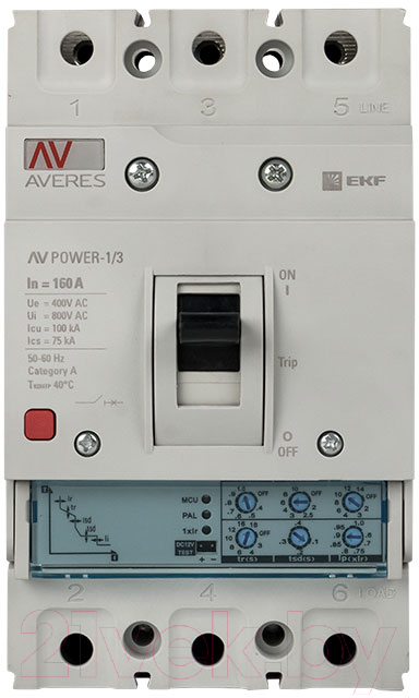 Выключатель автоматический EKF Averes Power-1/3 3P 160А 50кА ETU2.0 / mccb-13-160-2.0-av — фото 2