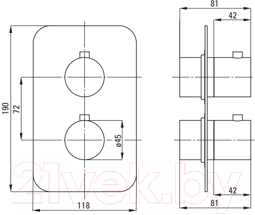 Внешняя часть смесителя скрытого монтажа Deante Box BXY ZEBT