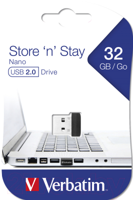 Usb flash накопитель Verbatim Store 'N' Stay Nano 32Gb / 98130 (черный)