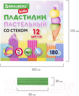 Пластилин Brauberg Kids / 106681 (12цв)