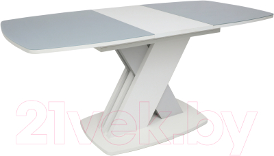Обеденный стол Аврора София 130-170x80 (стекло серое/светло-серый/белый)