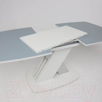 Обеденный стол Аврора София 130-170x80 (стекло серое/светло-серый/белый)