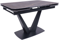 Обеденный стол Listvig Ле-ман 120-184x80 (коричневый Noir Desir Bocciardato/черный матовый) - 