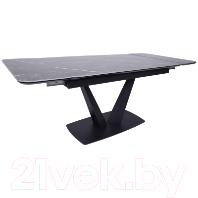 Обеденный стол Listvig Ле-ман 140-204x90 (графит Wacom Pulido/черный матовый)