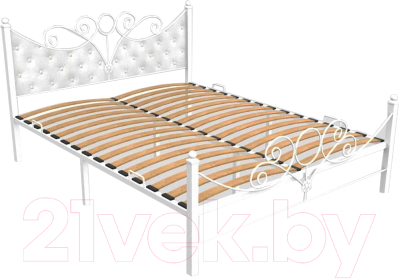 Двуспальная кровать Князев Мебель Лагуна ЛА.160.200.Б/1 (белый муар)