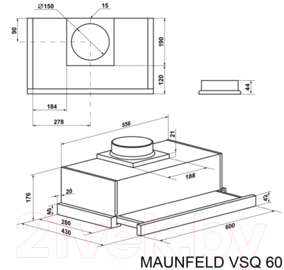 Вытяжка телескопическая Maunfeld VSQ 60 (нержавеющая сталь/белое стекло)