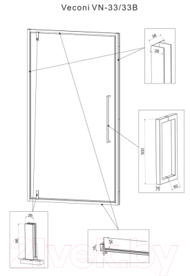 Душевая дверь Veconi 70x195 / VN33B-70-01-C7 (стекло прозрачное/черный)